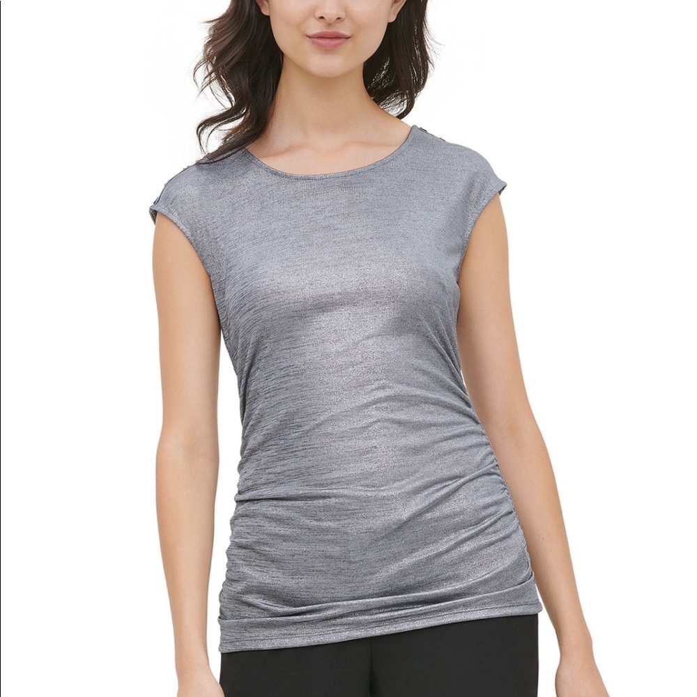 Calvin Klein Ruched Metallic Top - Picture 5 of 7